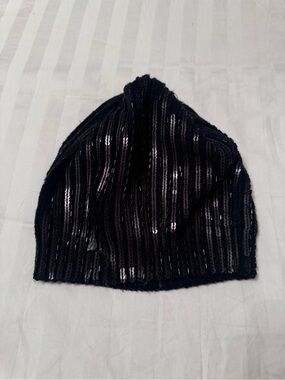 Diesel Black Ribbed Sequin Knit Beanie